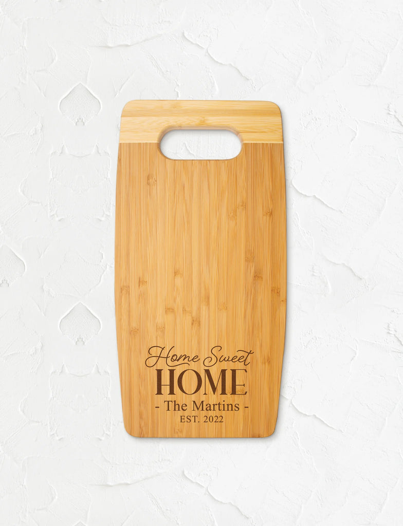 personalized cutting board on a white background