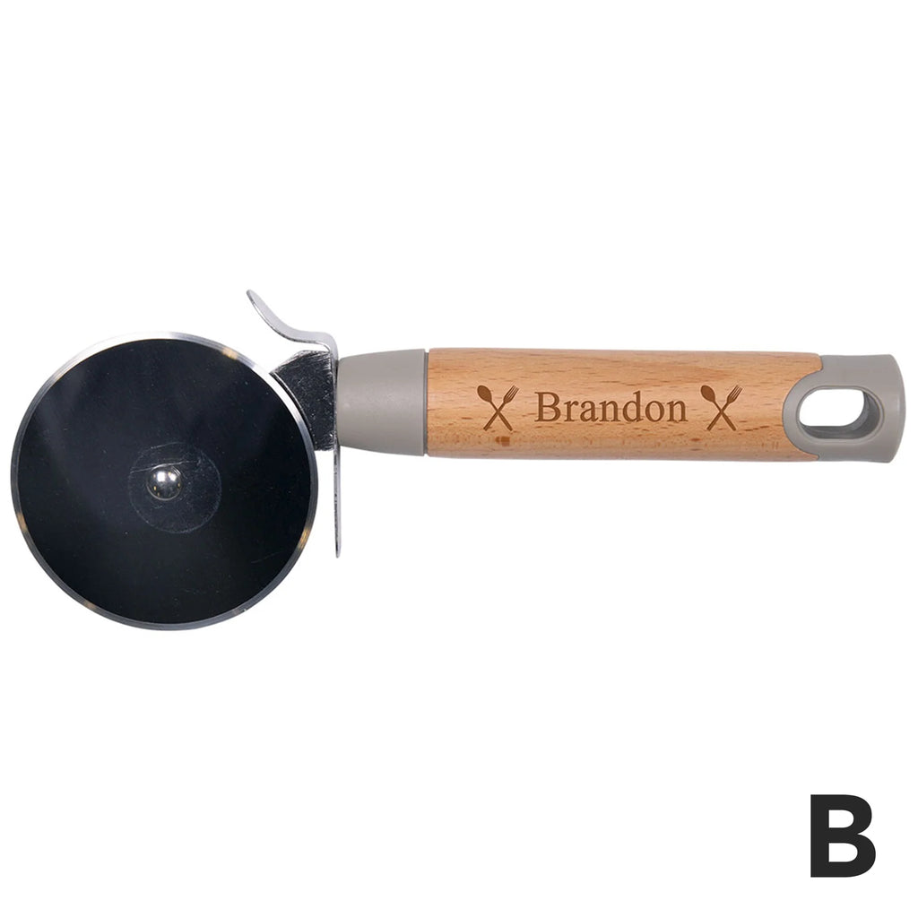 personalized pizza cutter on a white background