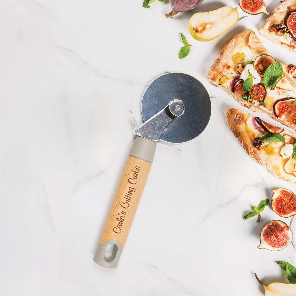 personalized pizza cutter on a white background
