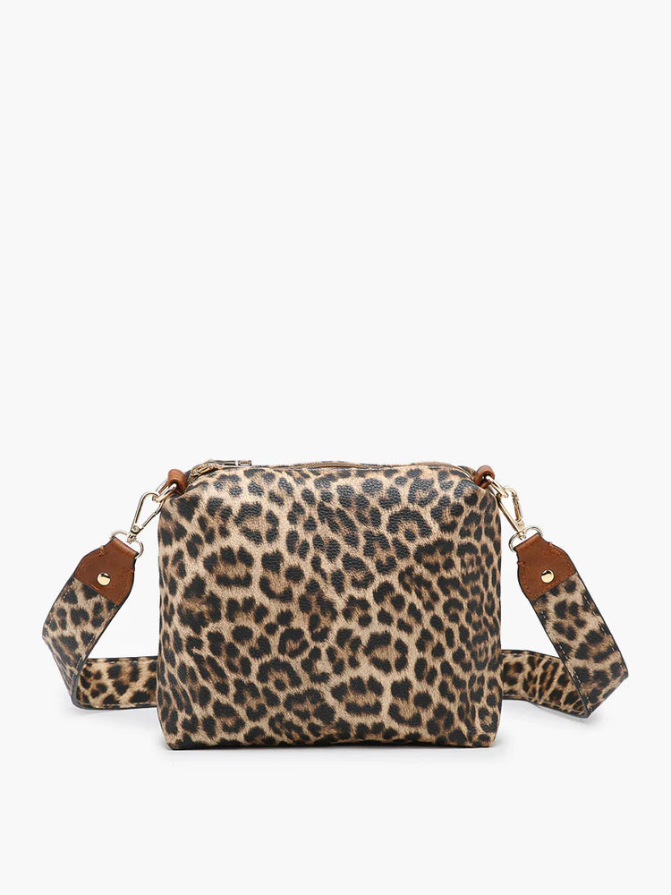 leopard jen and co bag that goes inside the other bag it comes with on a white background
