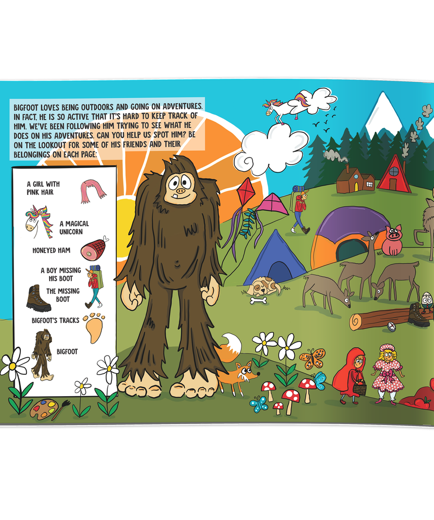 bigfoot adventures kid book on a white background