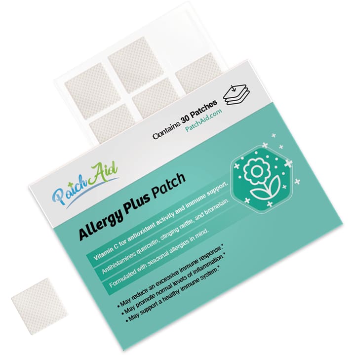 patch aid allergy plus patch on a white background
