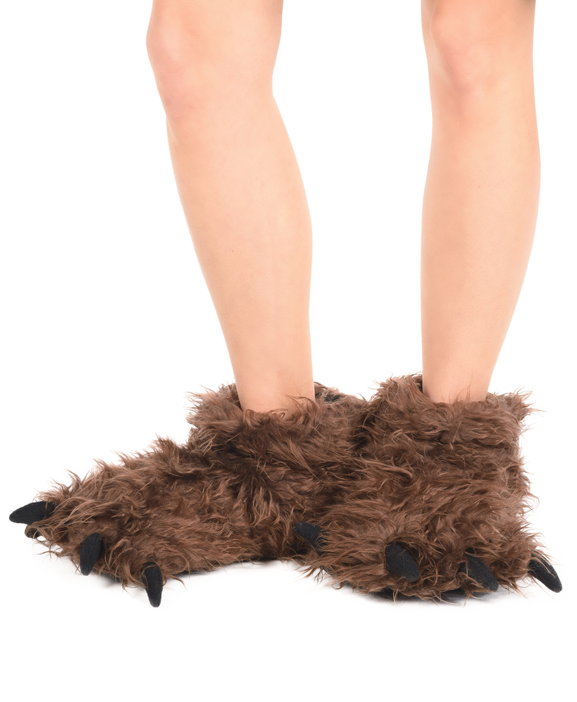 lazy one big foot paws house shoes on a white background