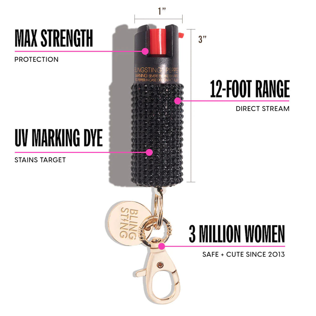 rhinestone bling sting pepper spray on a white background