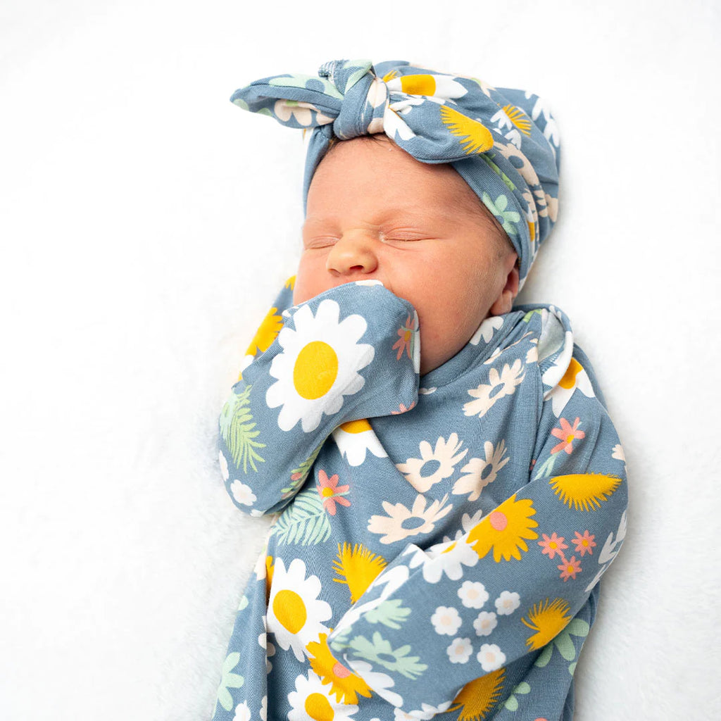 Emerson and friends newborn gown on a white background