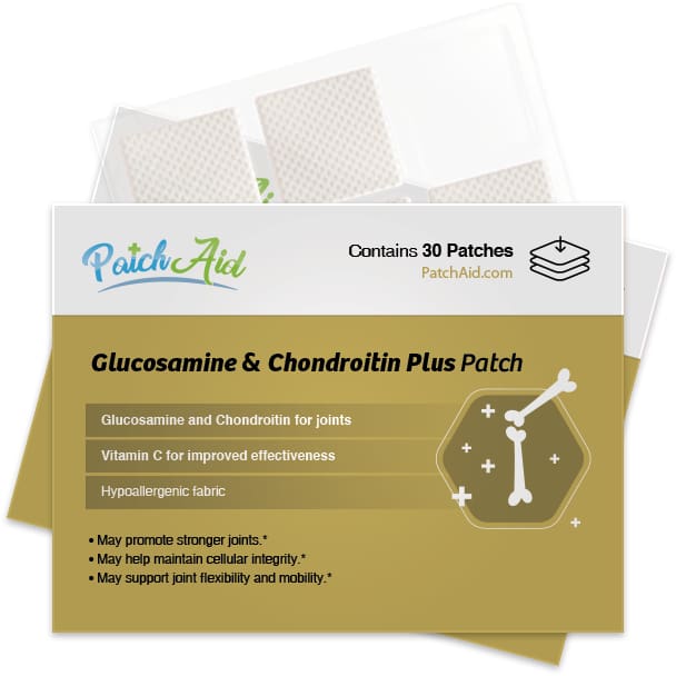 patch aid glucosamine and chondroitin plus patches on a white background