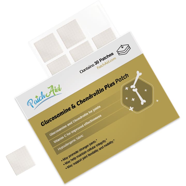 patch aid glucosamine and chondroitin plus patches on a white background