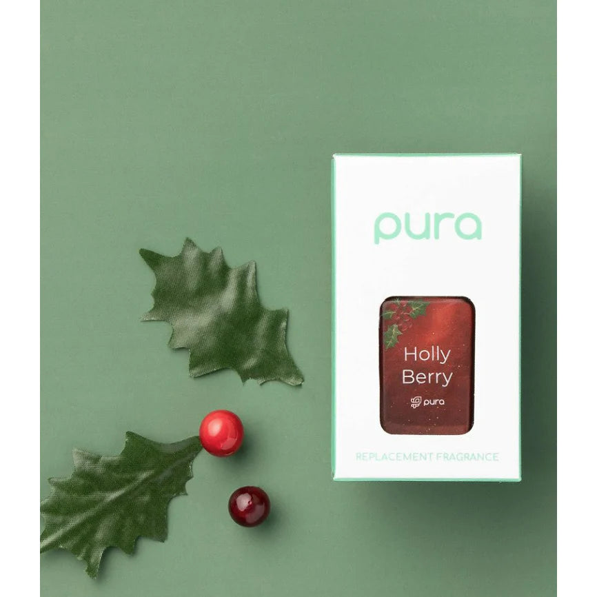 pura holly berry on a green background