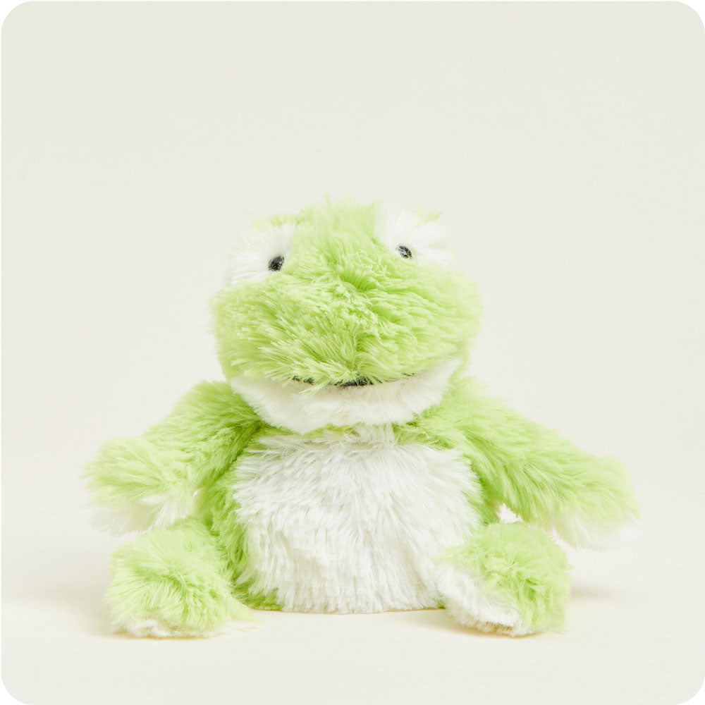 frog warmies on a cream background