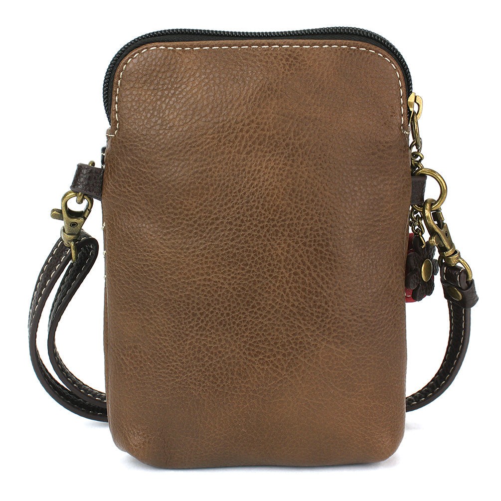 chala guitar brown cellphone crossbody on a white background