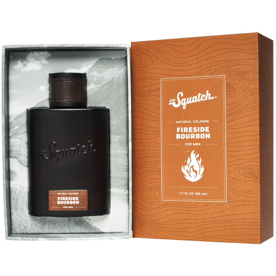 dr squatch fireside bourbon cologne on a white background