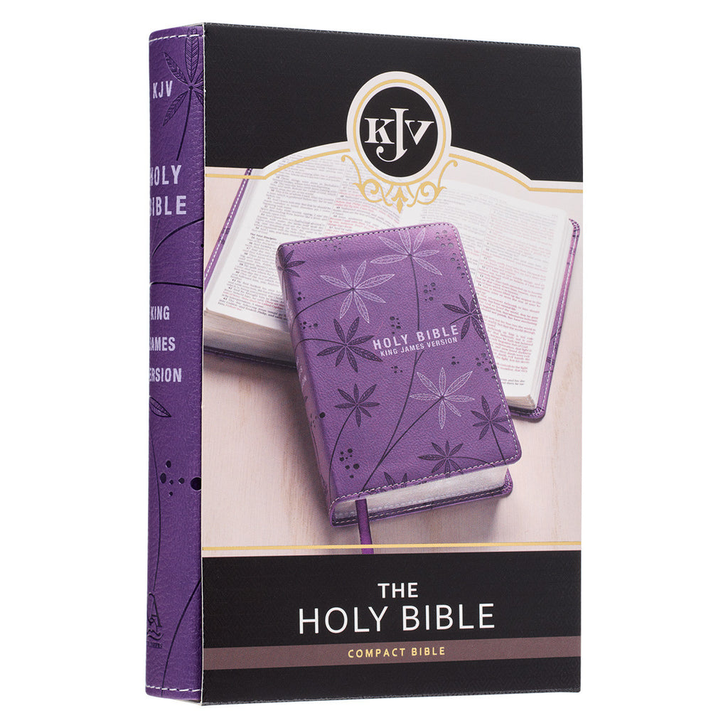 KJV Purple Floral Compact Bible on a white background