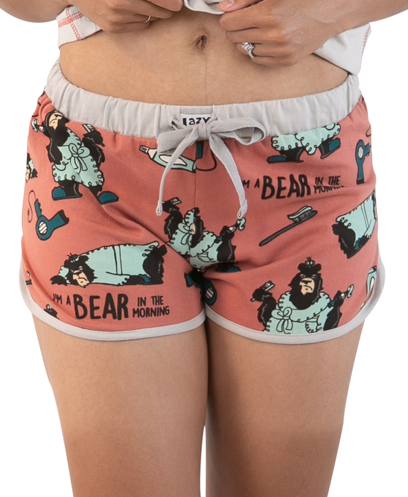 I'm a bear in the morning pj shorts on a white background