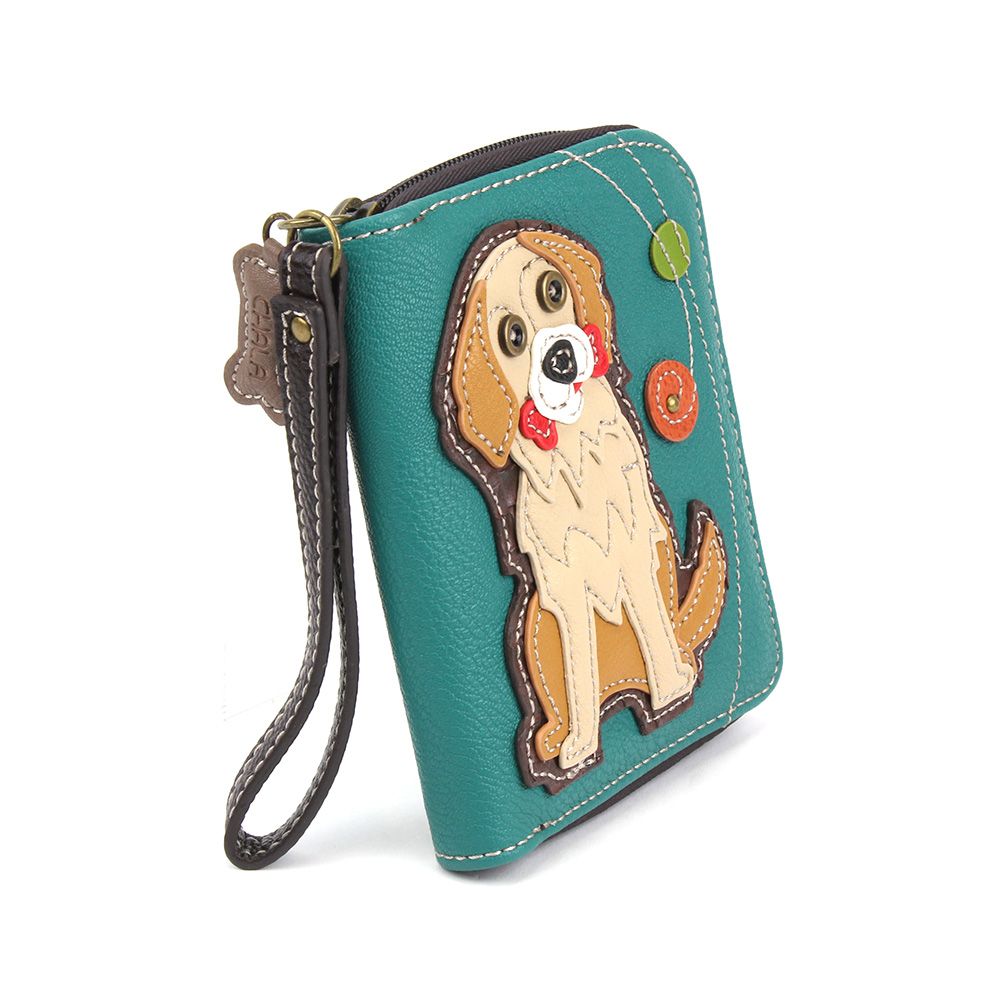 chala golden retriever zip-around wallet