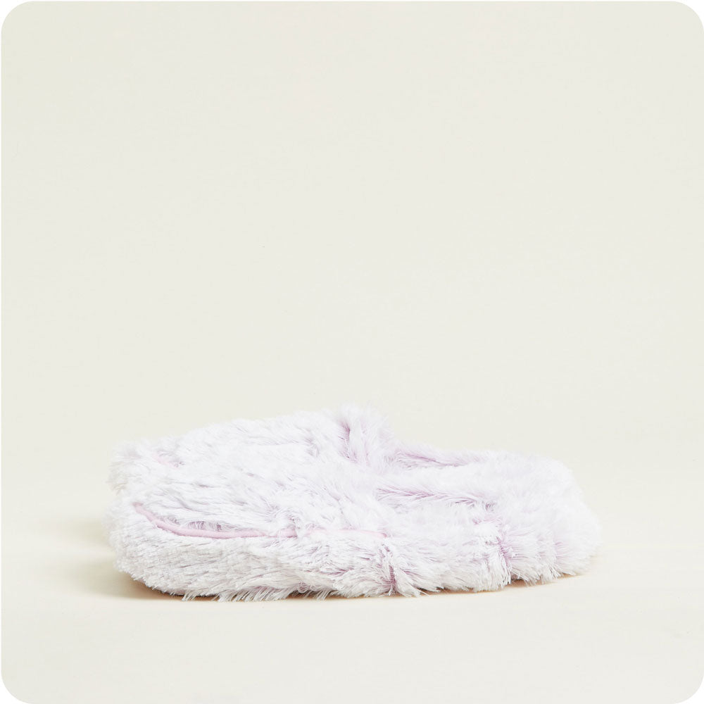 warmies marshmallow lavender slippers on a cream background