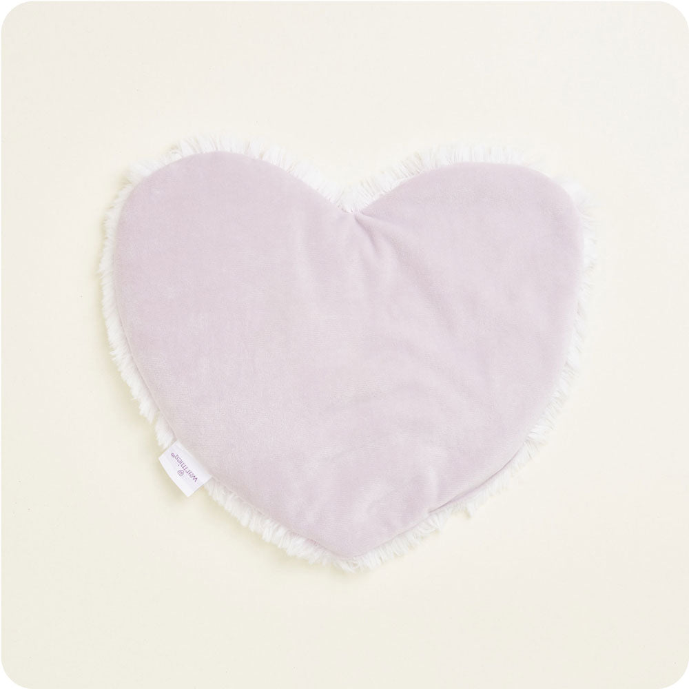 warmies marshmallow lavender heart on a cream background