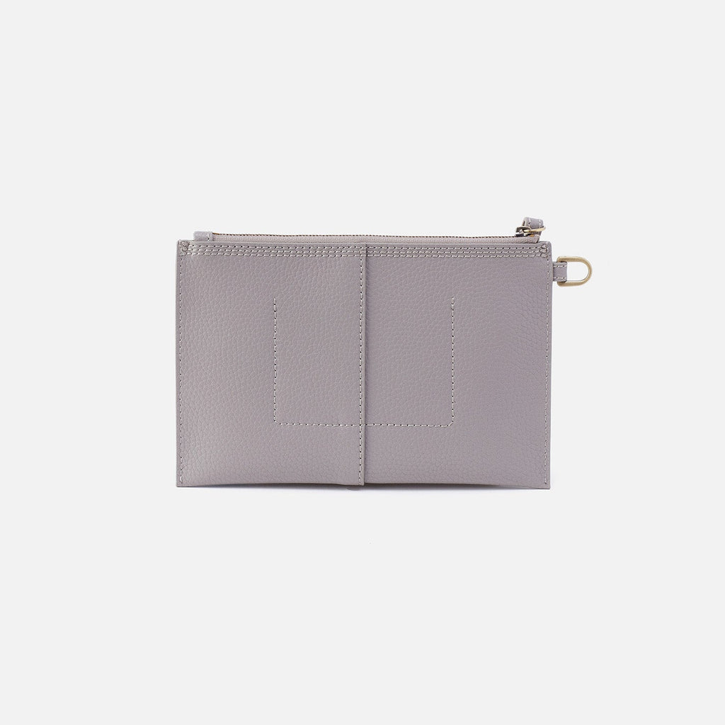 vida small pouch in morning dove gray on a white background
