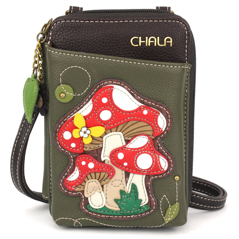 chala mushroom wallet crossbody on a white background