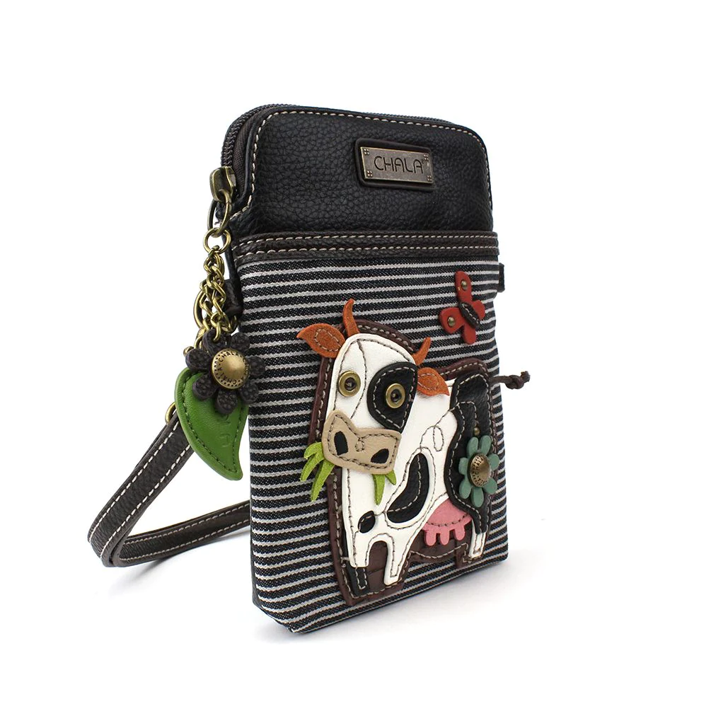 chala cow cellphone crossbody on a white background