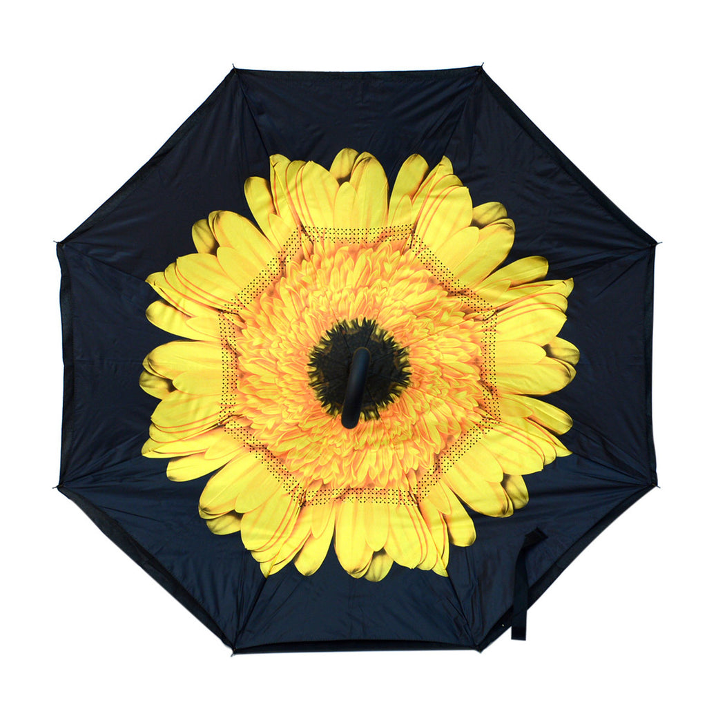 yellow flower double layer inverted umbrella on a white background