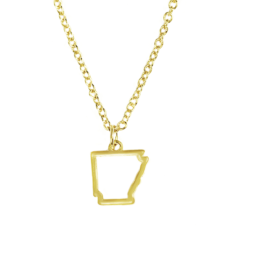 Lucky Feather Oh so natural Arkansas gold necklace on a white background