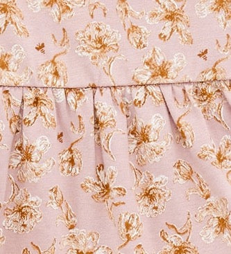 burts bee pink dish country floral dress and diaper cover on a white background close up