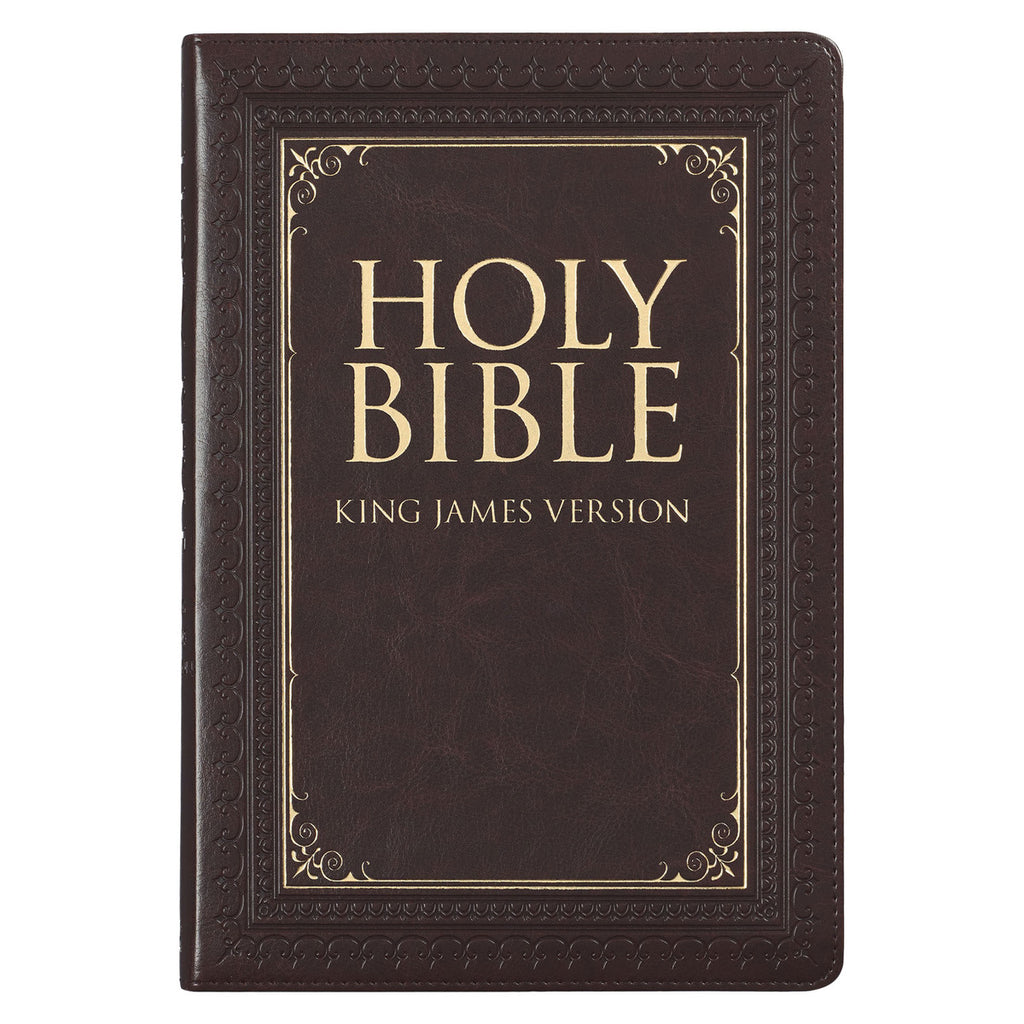KJV Dark Brown Large Print Thinline Bible on a white background