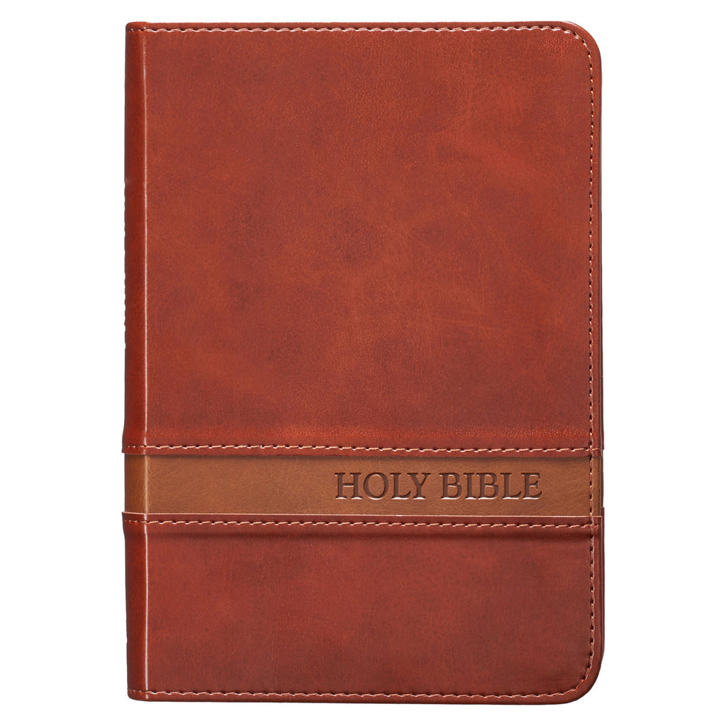 KJV Two Tone Brown Leather Compact Bible