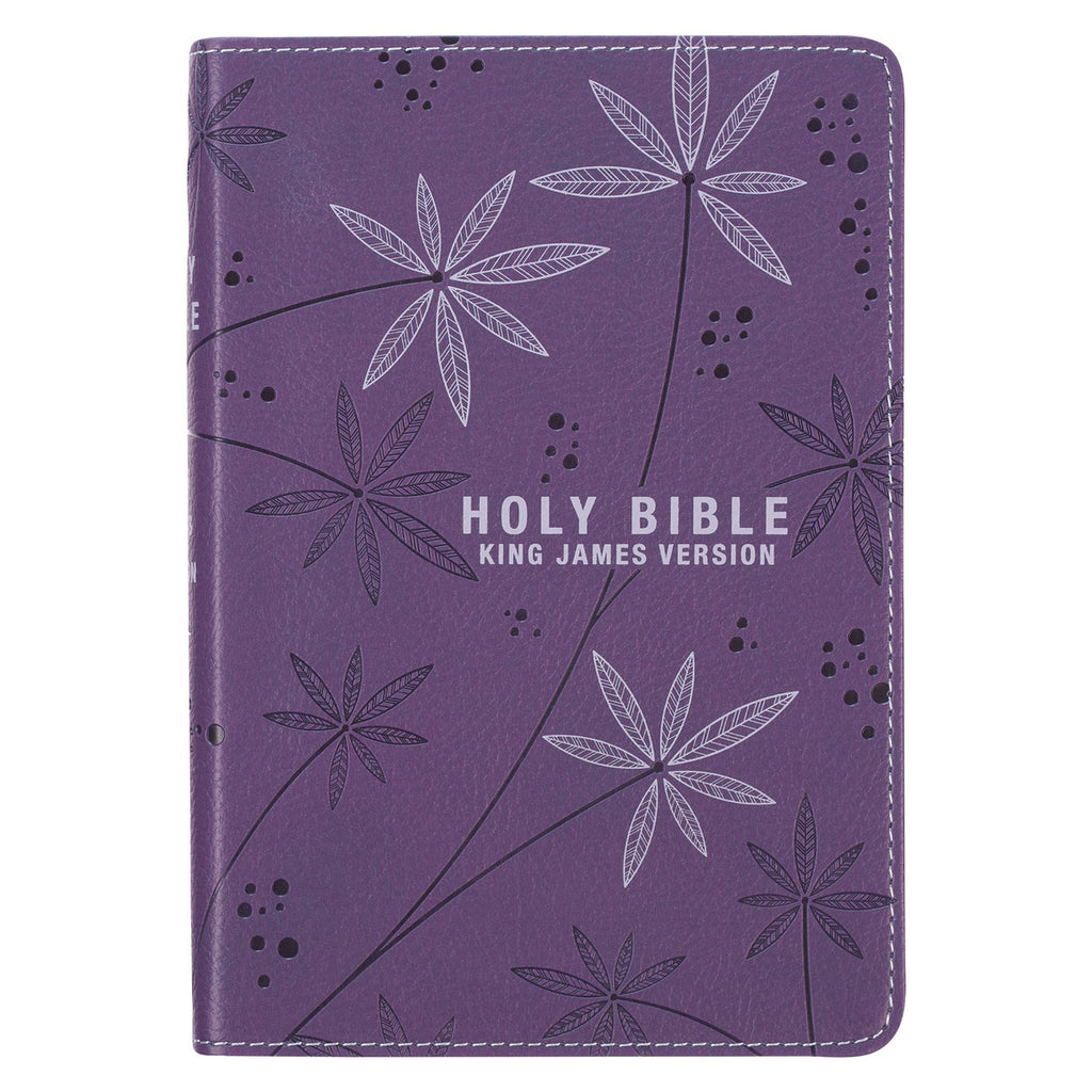 KJV Purple Floral Compact Bible on a white background