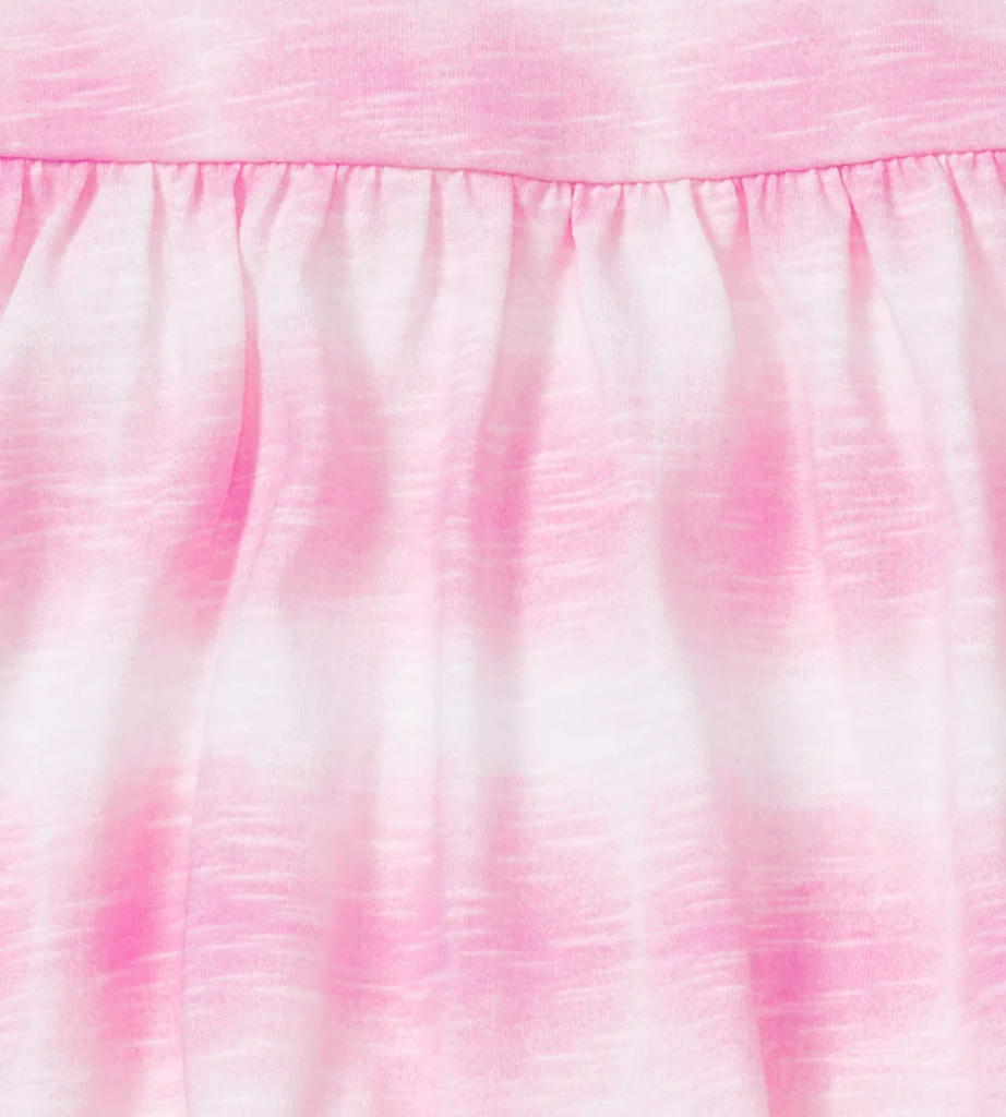 burts bee Wavy Tie Dye Dress & Diaper Cover Set - Pink Mauve on a white background