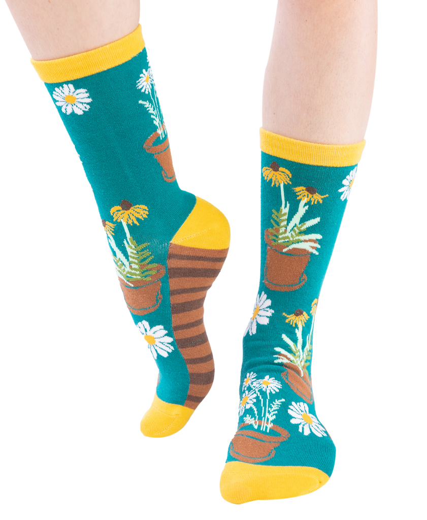 women's lazy one flower socks on a white background