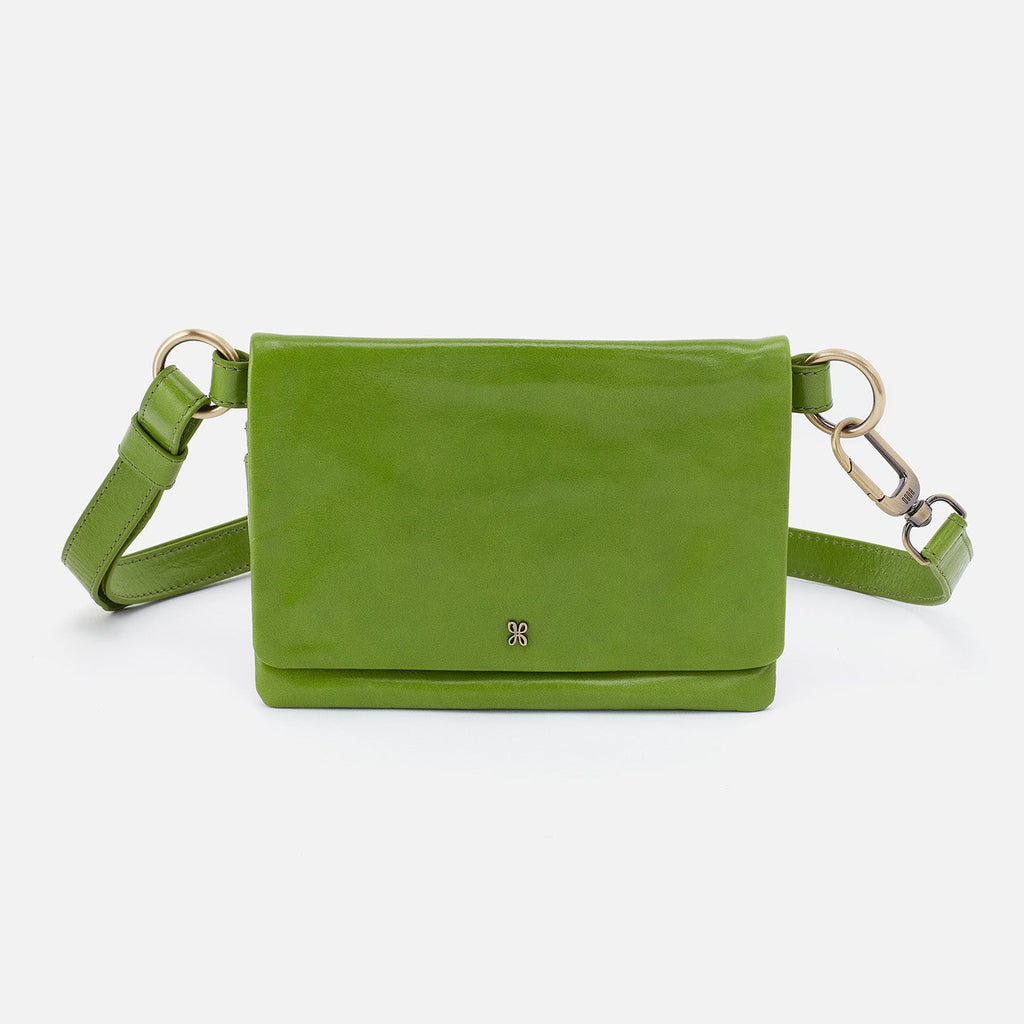 winn belt bag in garden green on a white background