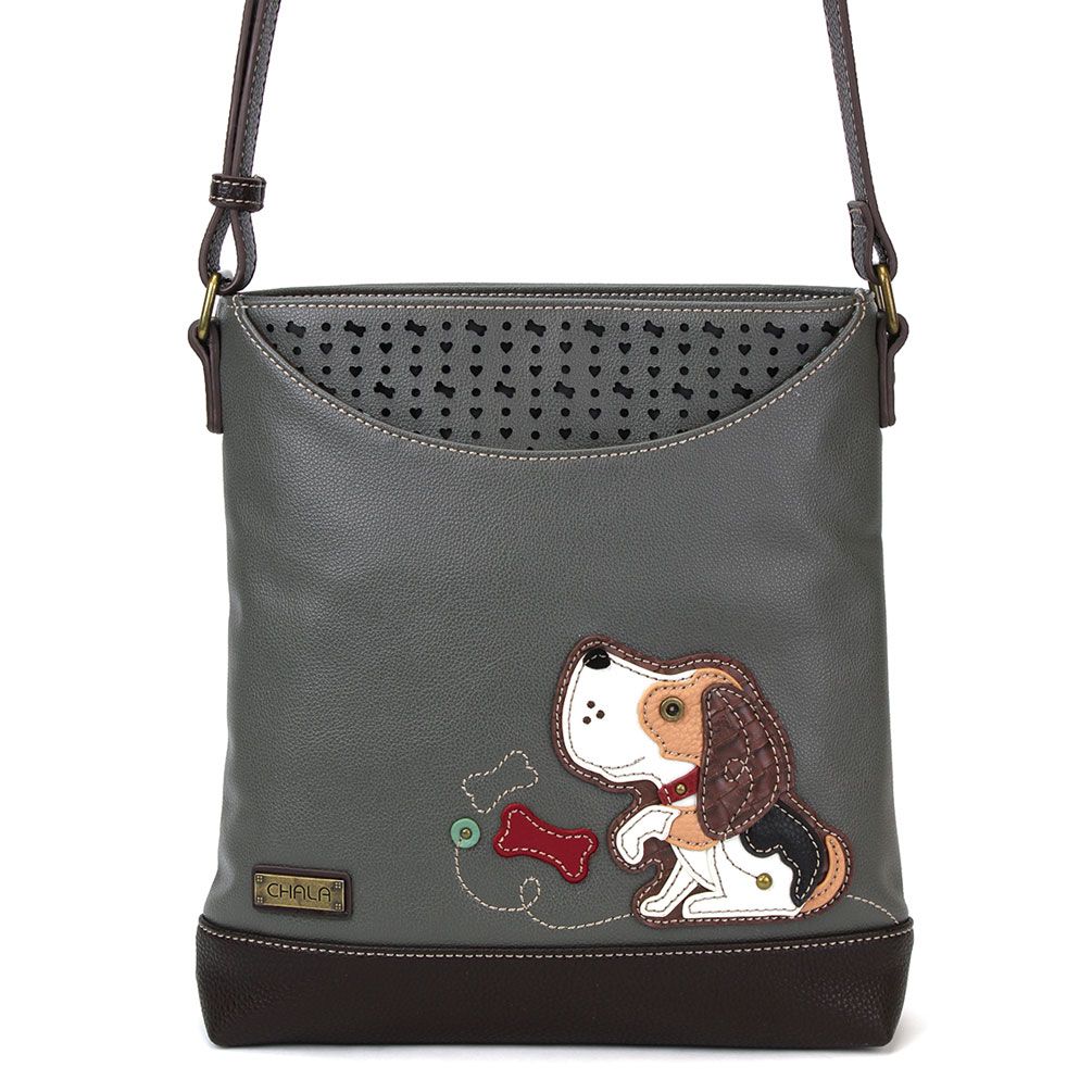 chala dog sweet messager purse on a white background