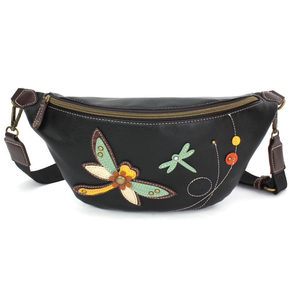 Dragonfly fanny pack on a white background