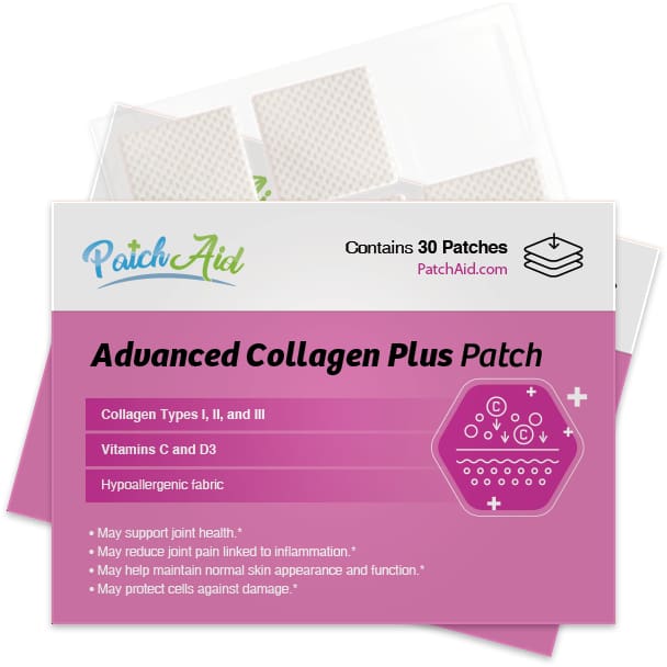 patch aid advanced collagen plus patch on a white background