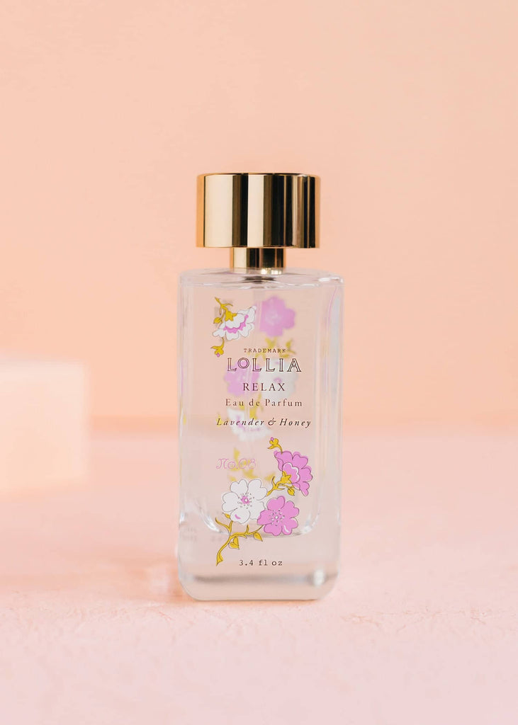lollia relax perfume on a pink background