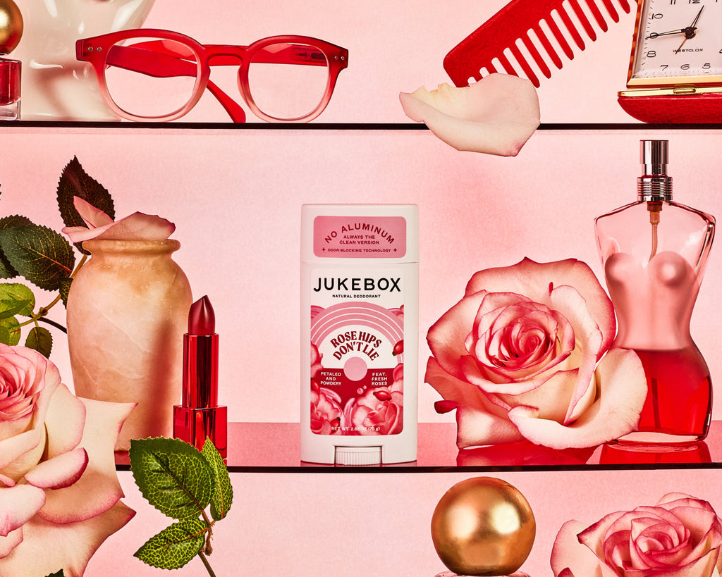 jukebox deodorant on a pink background