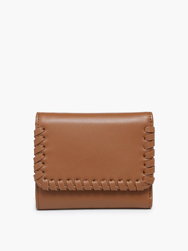 logan whipstitch wallet on a white background