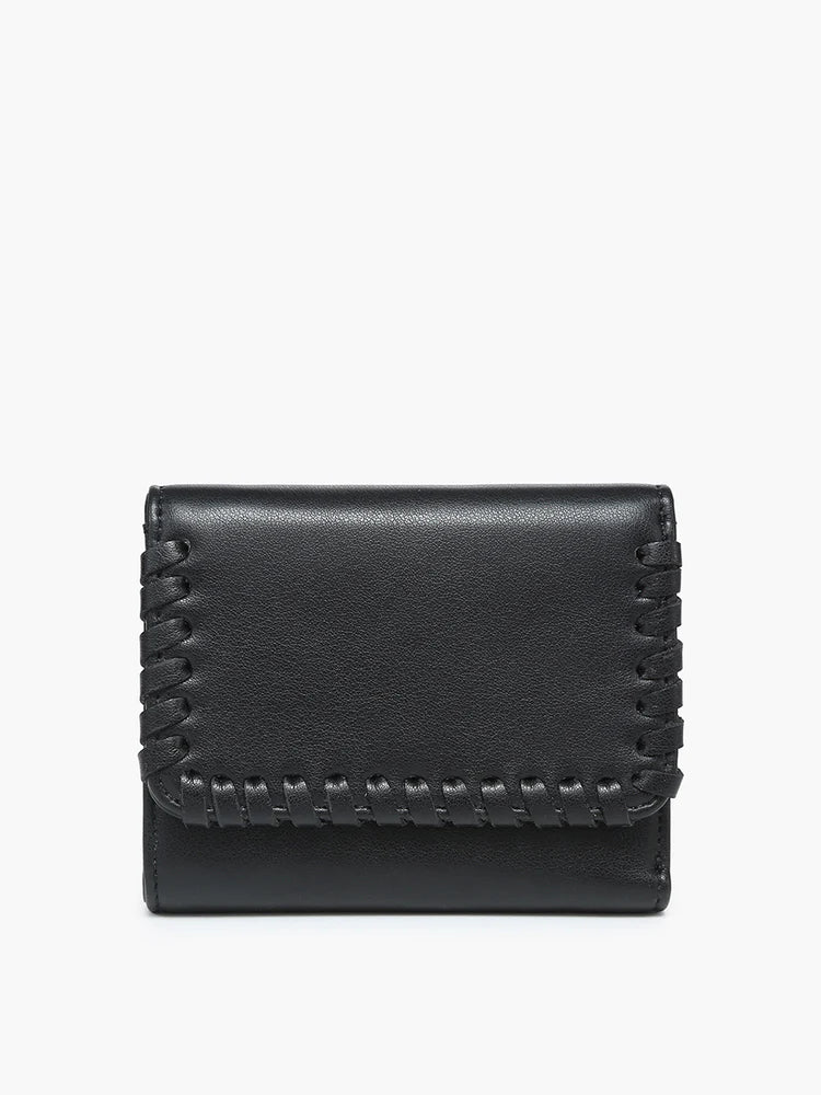 logan whipstitch wallet on a white background