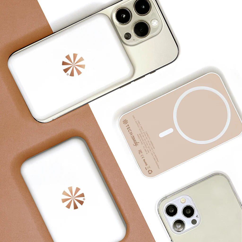 Phone cases with brand logos on a white background