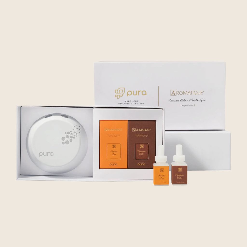 Pura aromatique collection in front of a white background