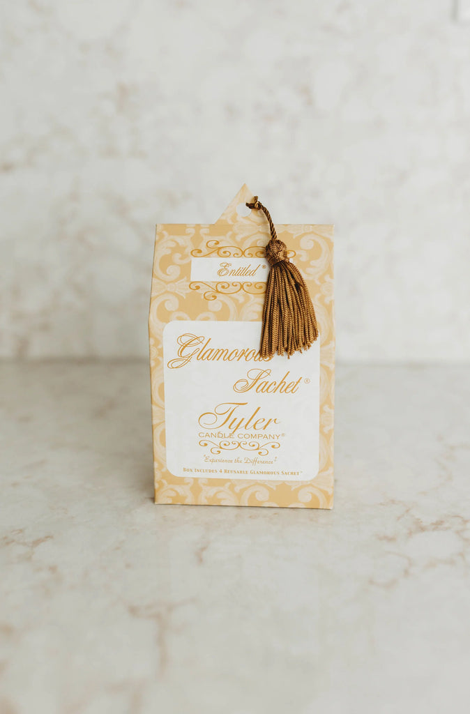 tyler candle company sachet on a marble background