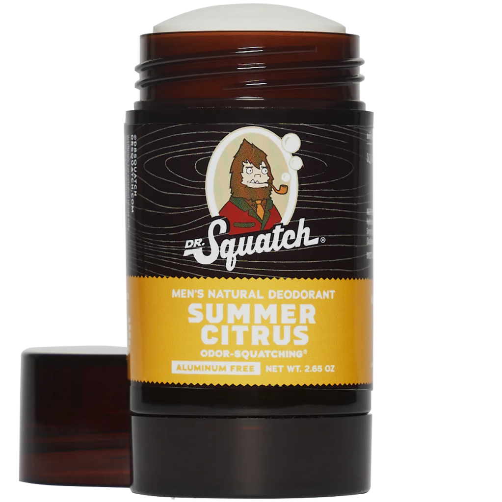 dr. squatch summer citrus deodorant on a white background
