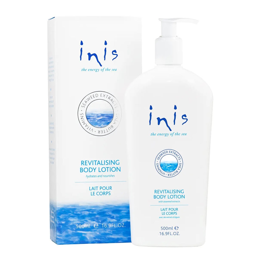 inis the energy of the sea body lotion pump bottle on a white background