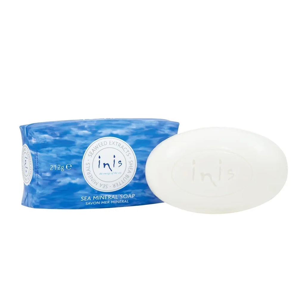 inis the energy of the sea bar soap on a white background