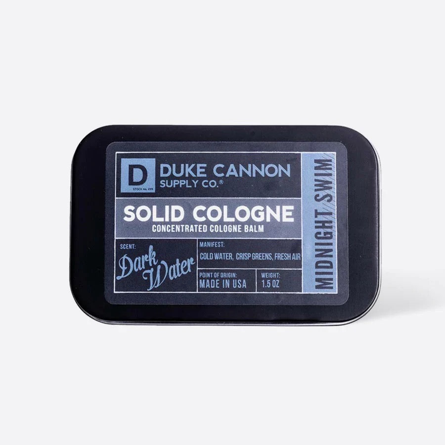 duke cannon solid cologne on a white background\