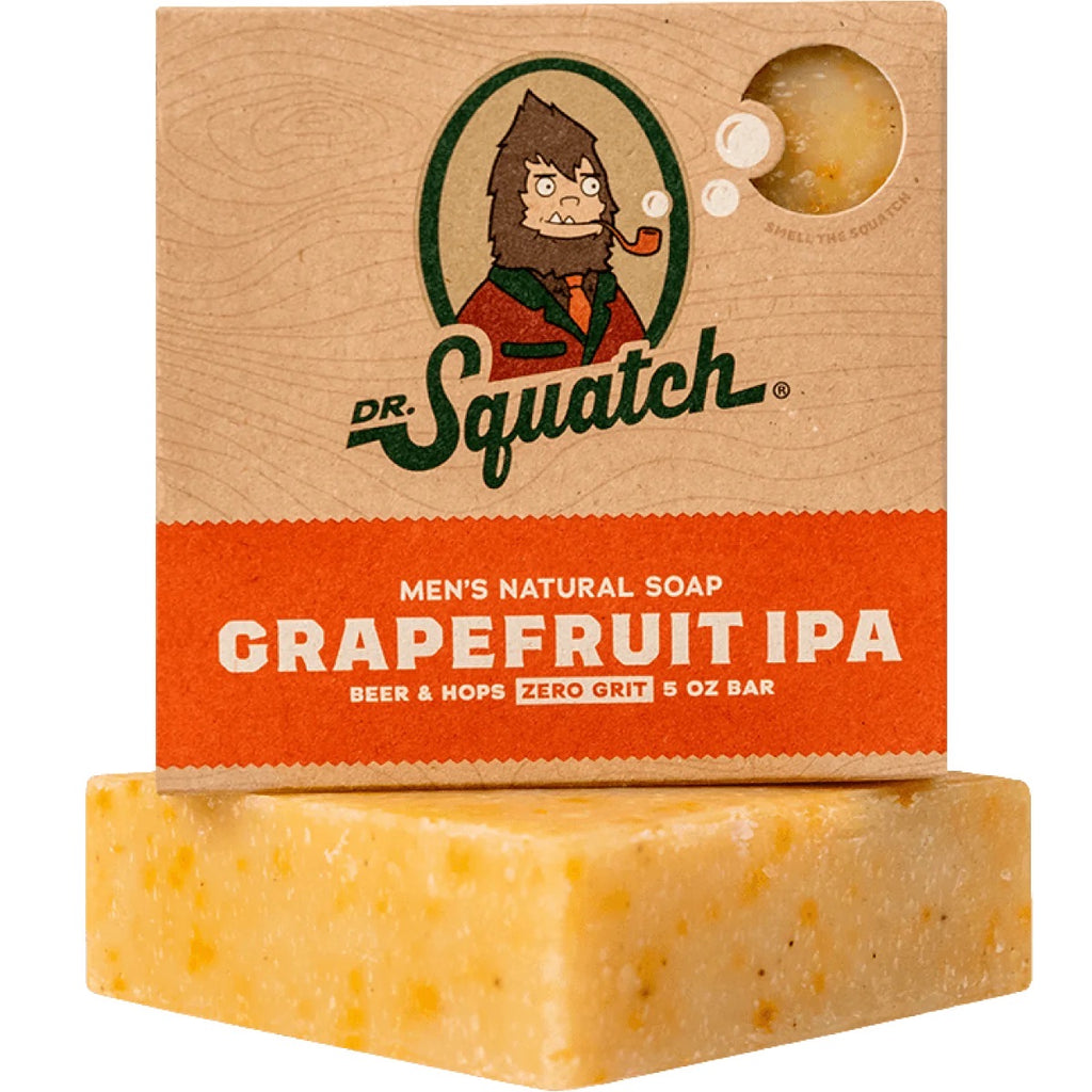 dr squatch grapefruit ipa soap on a white background